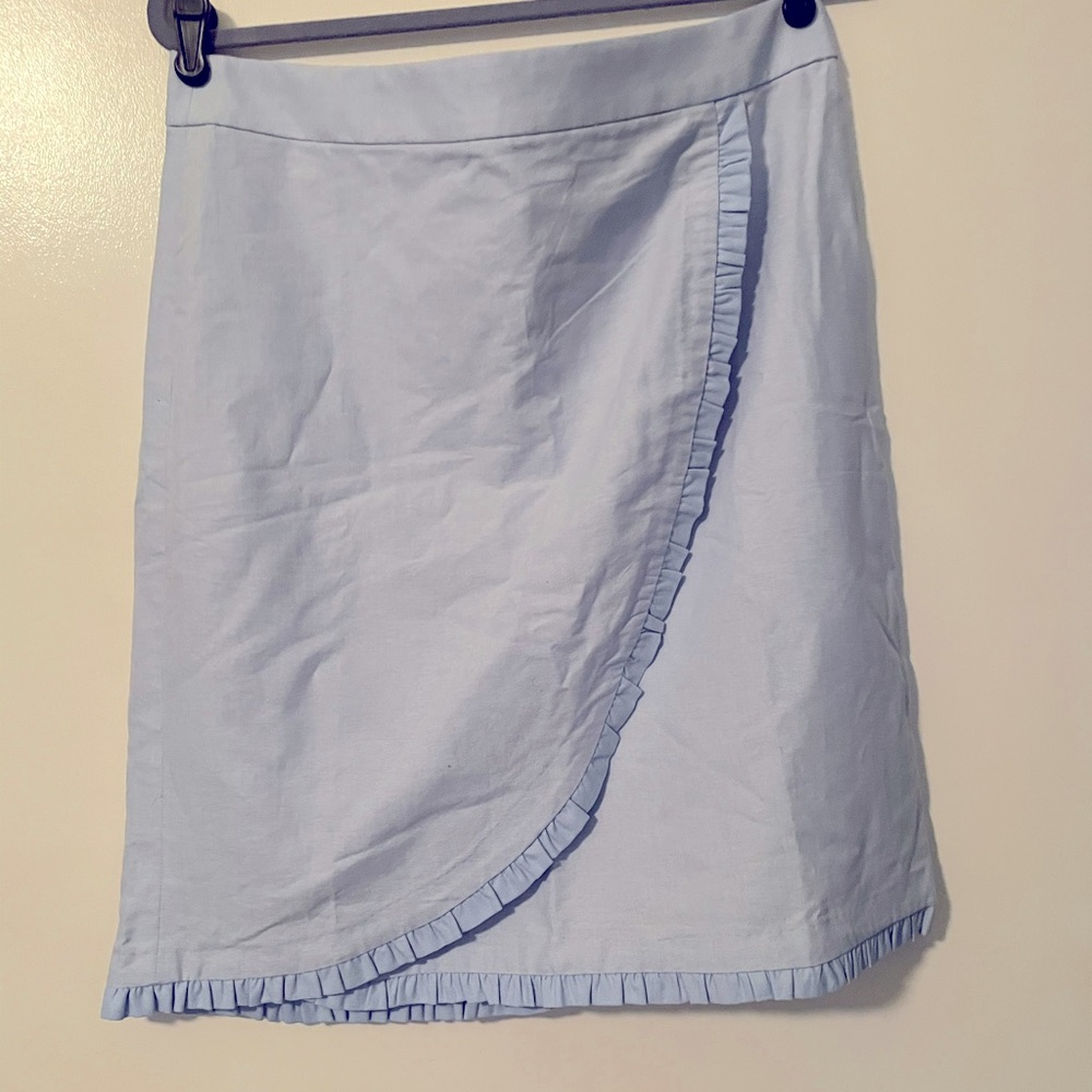 Linen Blend Open-front Pencil Skirt